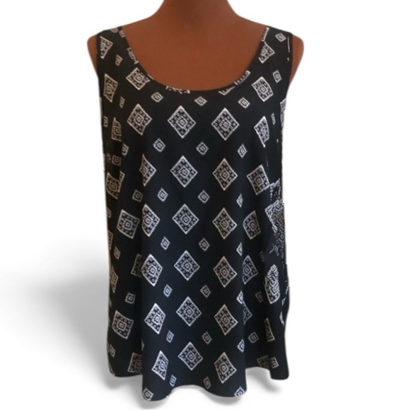 Time and Tru Sleeveless Knit Tank Top Women’s Size XL Dark Blue White Diamonds - Picture 13 of 13